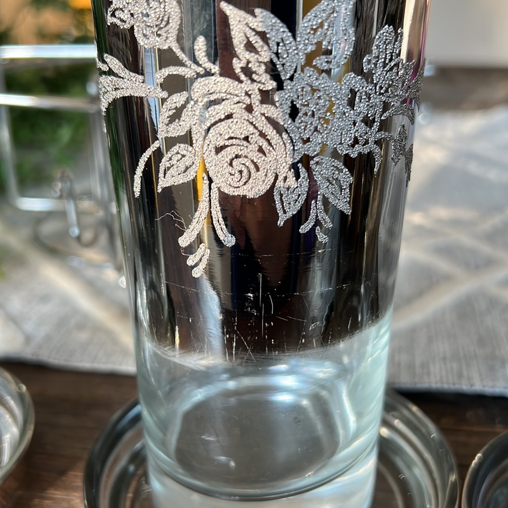 Vintage Black and Silver Floral Drinkware Set - Picture 8 of 11